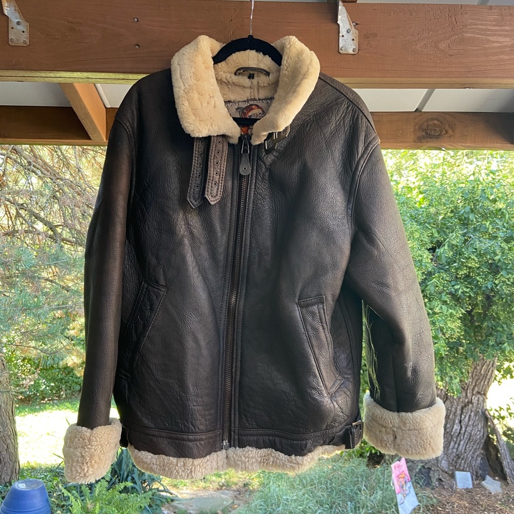 Walter Davoucci Leather Shearling Bomber Jacket L